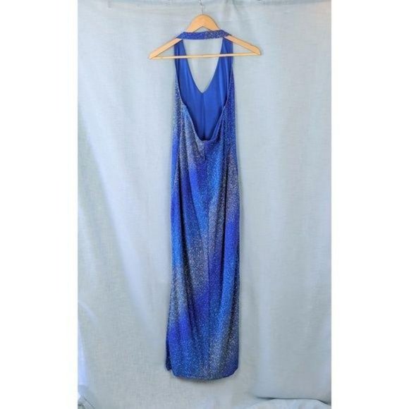 Blue/Gold Sparkle Halter Dress - Picture 3 of 4